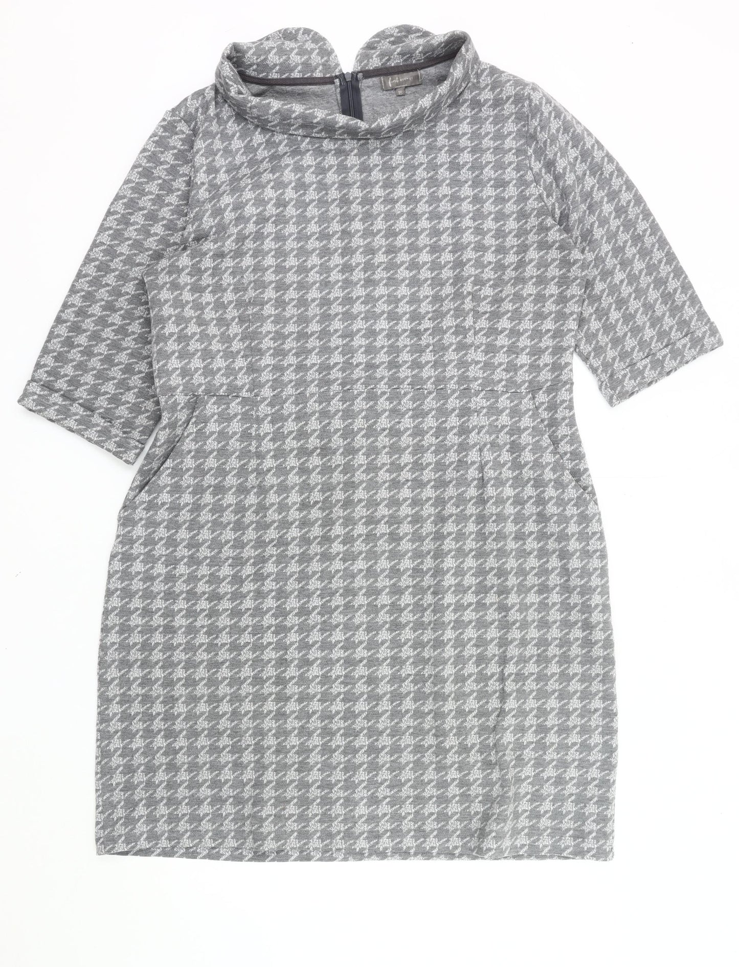 First Avenue Women’s Grey Houndstooth Shift Dress Size 16