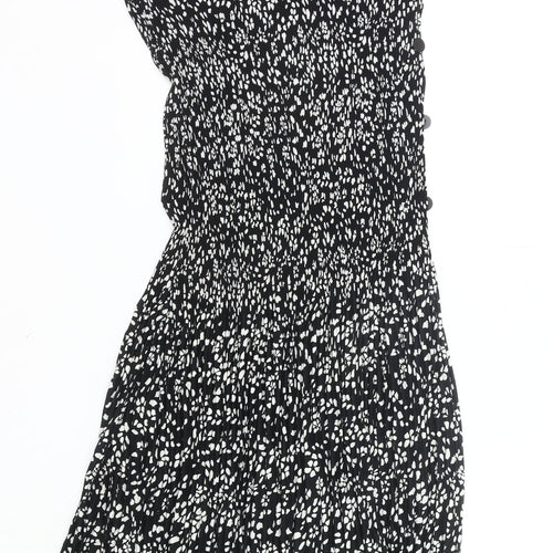 Topshop Womens Black Floral Pleated Midi Skirt UK 14 Boho Summer