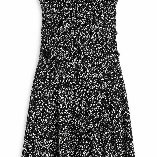 Topshop Womens Black Floral Pleated Midi Skirt UK 14 Boho Summer