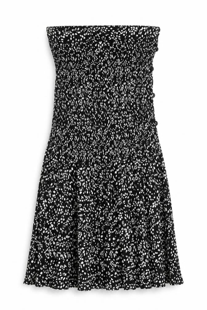 Topshop Womens Black Floral Pleated Midi Skirt UK 14 Boho Summer