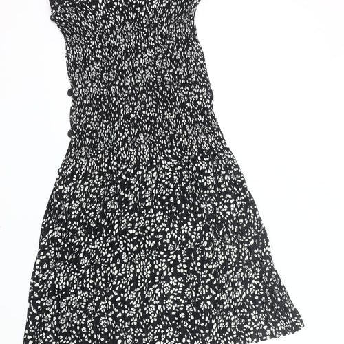 Topshop Womens Black Floral Pleated Midi Skirt UK 14 Boho Summer