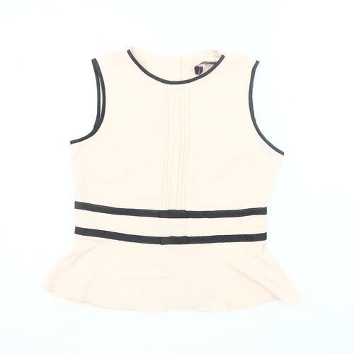 Dorothy Perkins Women’s Beige Sleeveless Blouse UK 12 Polyester