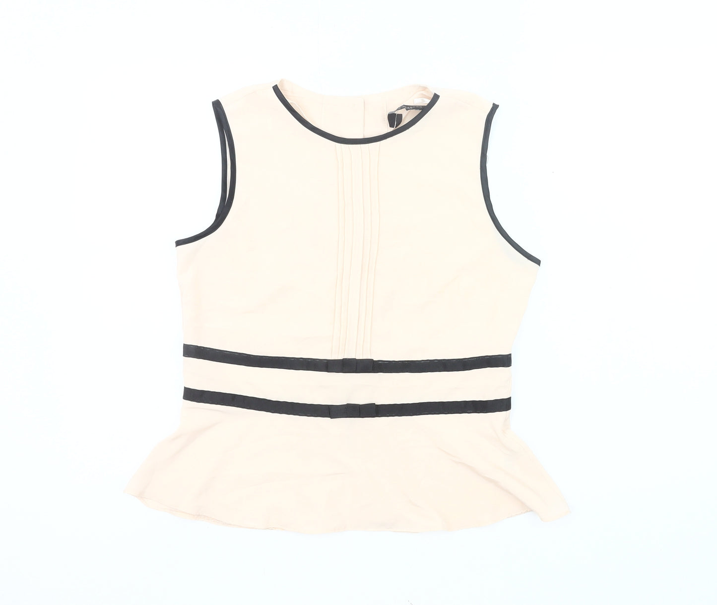 Dorothy Perkins Women’s Beige Sleeveless Blouse UK 12 Polyester
