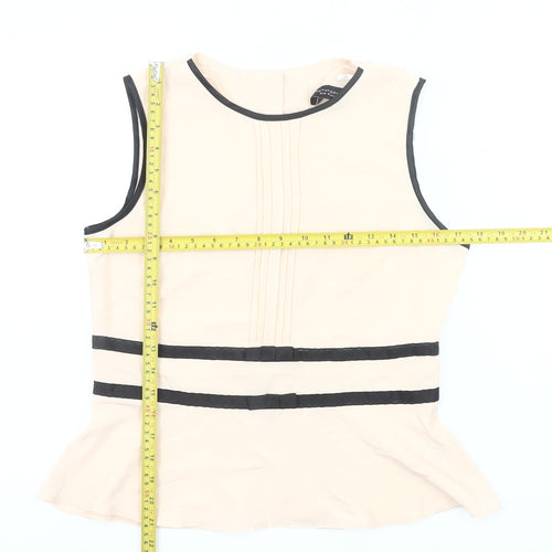 Dorothy Perkins Women’s Beige Sleeveless Blouse UK 12 Polyester