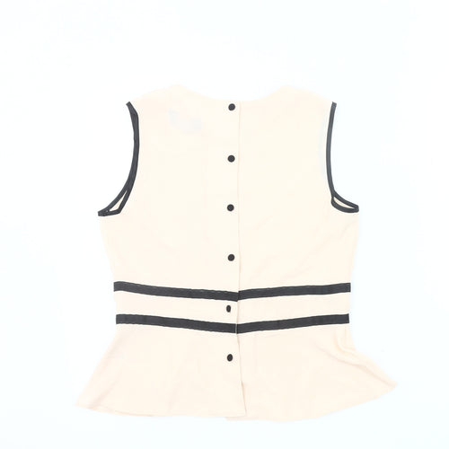 Dorothy Perkins Women’s Beige Sleeveless Blouse UK 12 Polyester