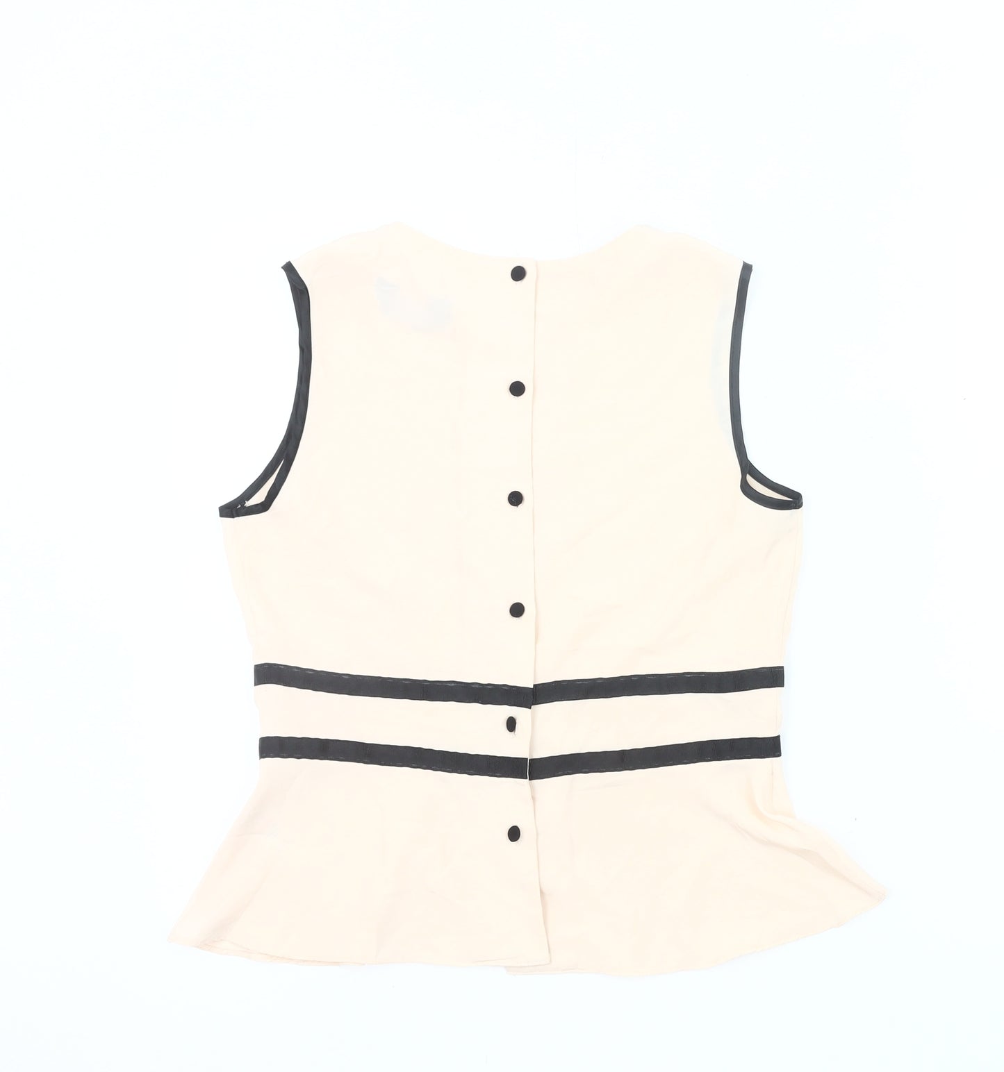 Dorothy Perkins Women’s Beige Sleeveless Blouse UK 12 Polyester