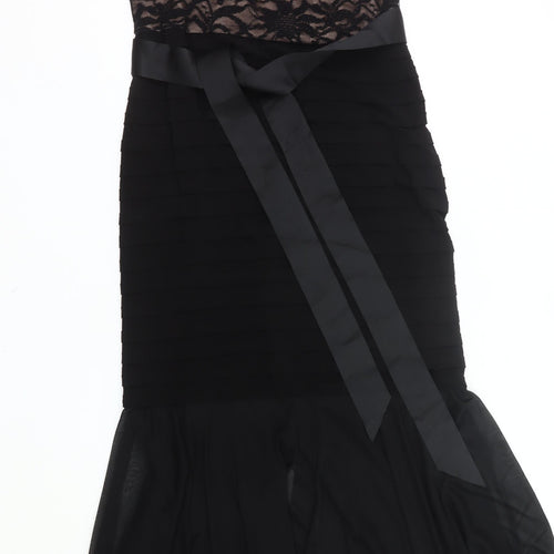 R&M Richards Women Black Lace One Shoulder Midi Mermaid Dress Size 12