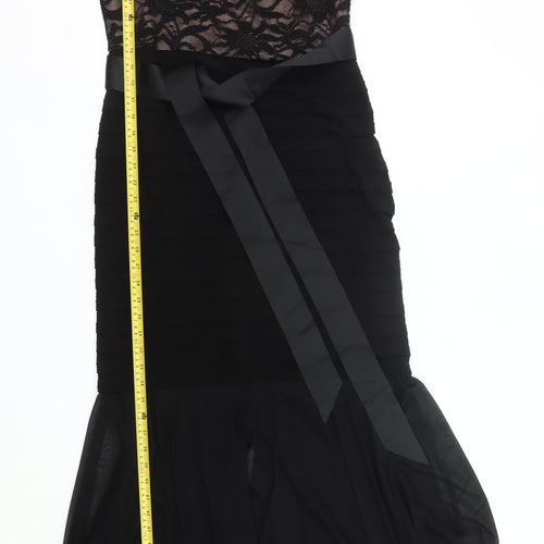R&M Richards Women Black Lace One Shoulder Midi Mermaid Dress Size 12