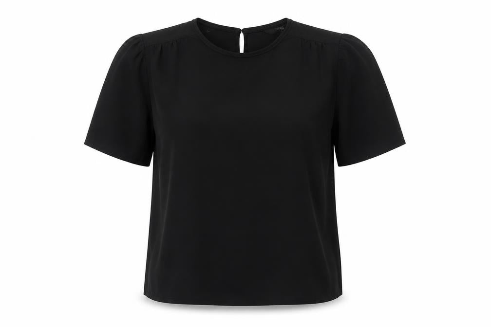 Next Women’s Black Blouse UK 8 Short Sleeve Crew Neck Work Top