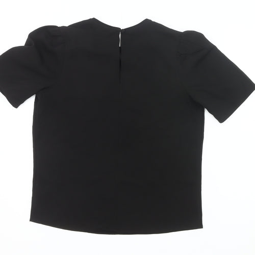 Next Women’s Black Blouse UK 8 Short Sleeve Crew Neck Work Top