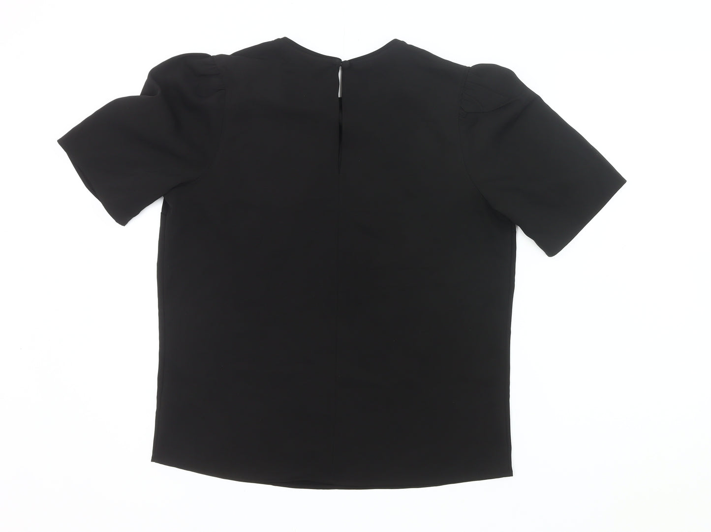 Next Women’s Black Blouse UK 8 Short Sleeve Crew Neck Work Top