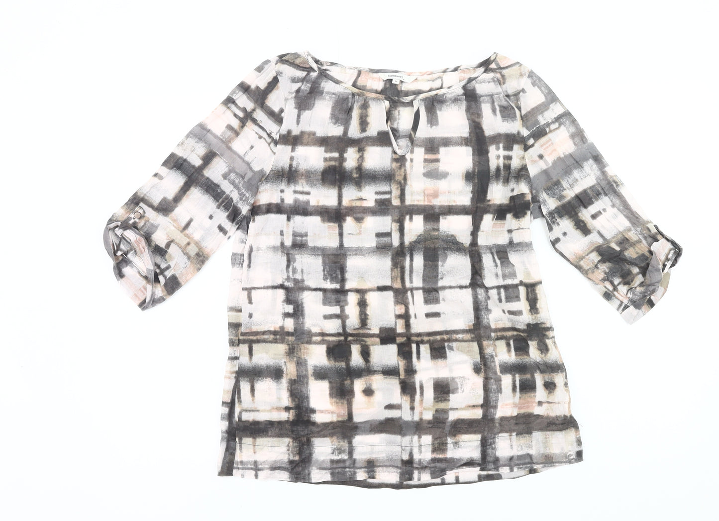 Sandwich Women’s Multicoloured Tunic Blouse M 3/4 Sleeve Cotton Silk