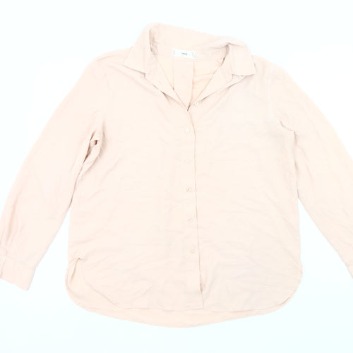 Mango Women’s Beige Button-Up Blouse Size 10 Long Sleeve