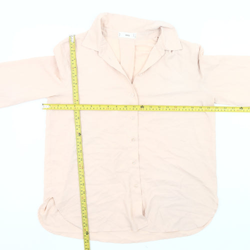 Mango Women’s Beige Button-Up Blouse Size 10 Long Sleeve