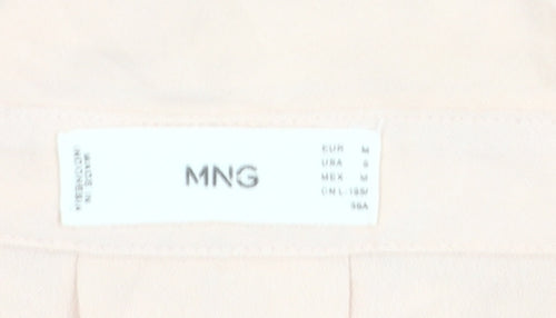 Mango Women’s Beige Button-Up Blouse Size 10 Long Sleeve