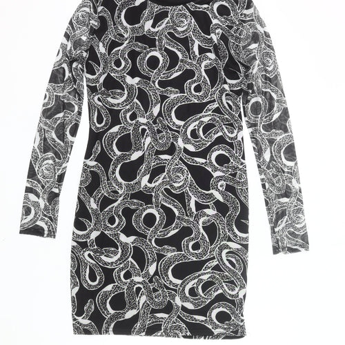 Missguided Women’s Black Snake Print Bodycon Mini Dress UK 14