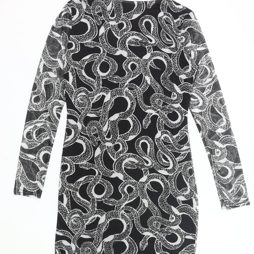 Missguided Women’s Black Snake Print Bodycon Mini Dress UK 14