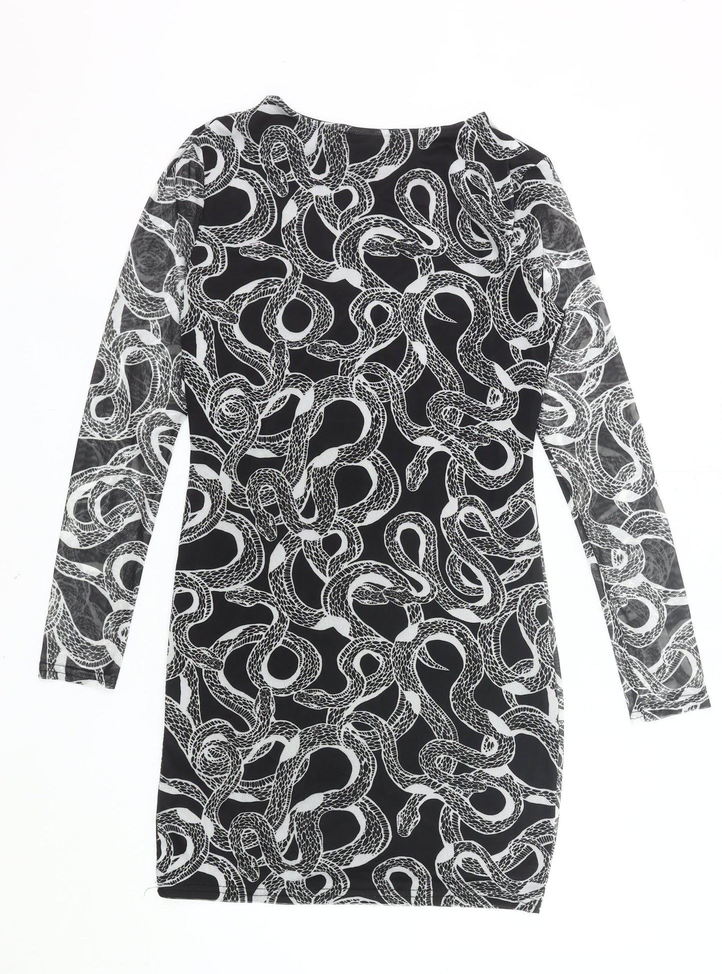 Missguided Women’s Black Snake Print Bodycon Mini Dress UK 14