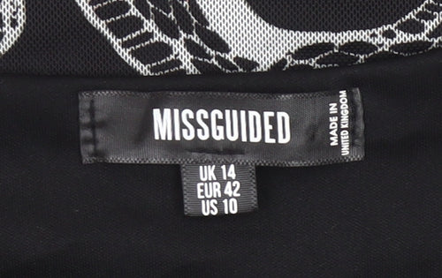Missguided Women’s Black Snake Print Bodycon Mini Dress UK 14