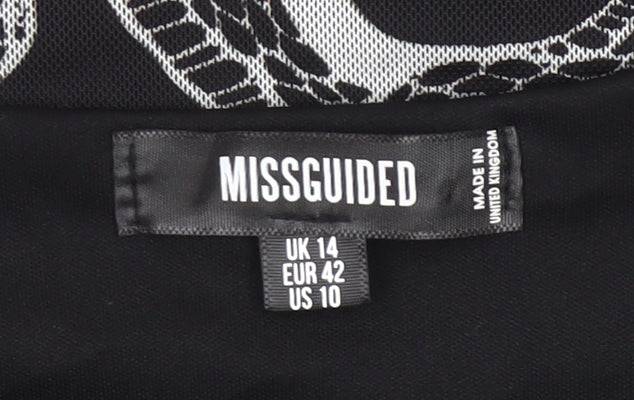 Missguided Women’s Black Snake Print Bodycon Mini Dress UK 14