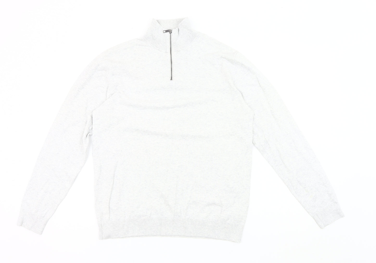 Next Men’s Grey M Cotton Nylon 1/4 Zip High Neck Jumper
