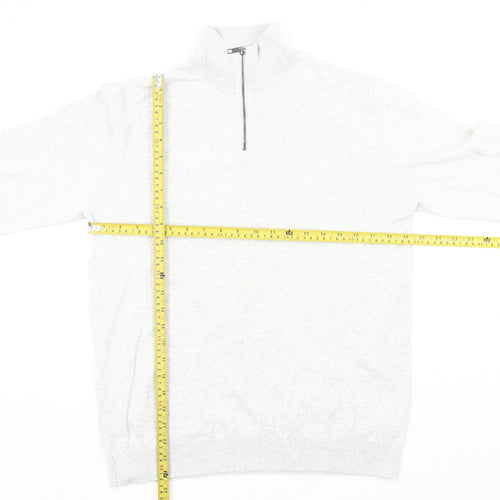 Next Men’s Grey M Cotton Nylon 1/4 Zip High Neck Jumper