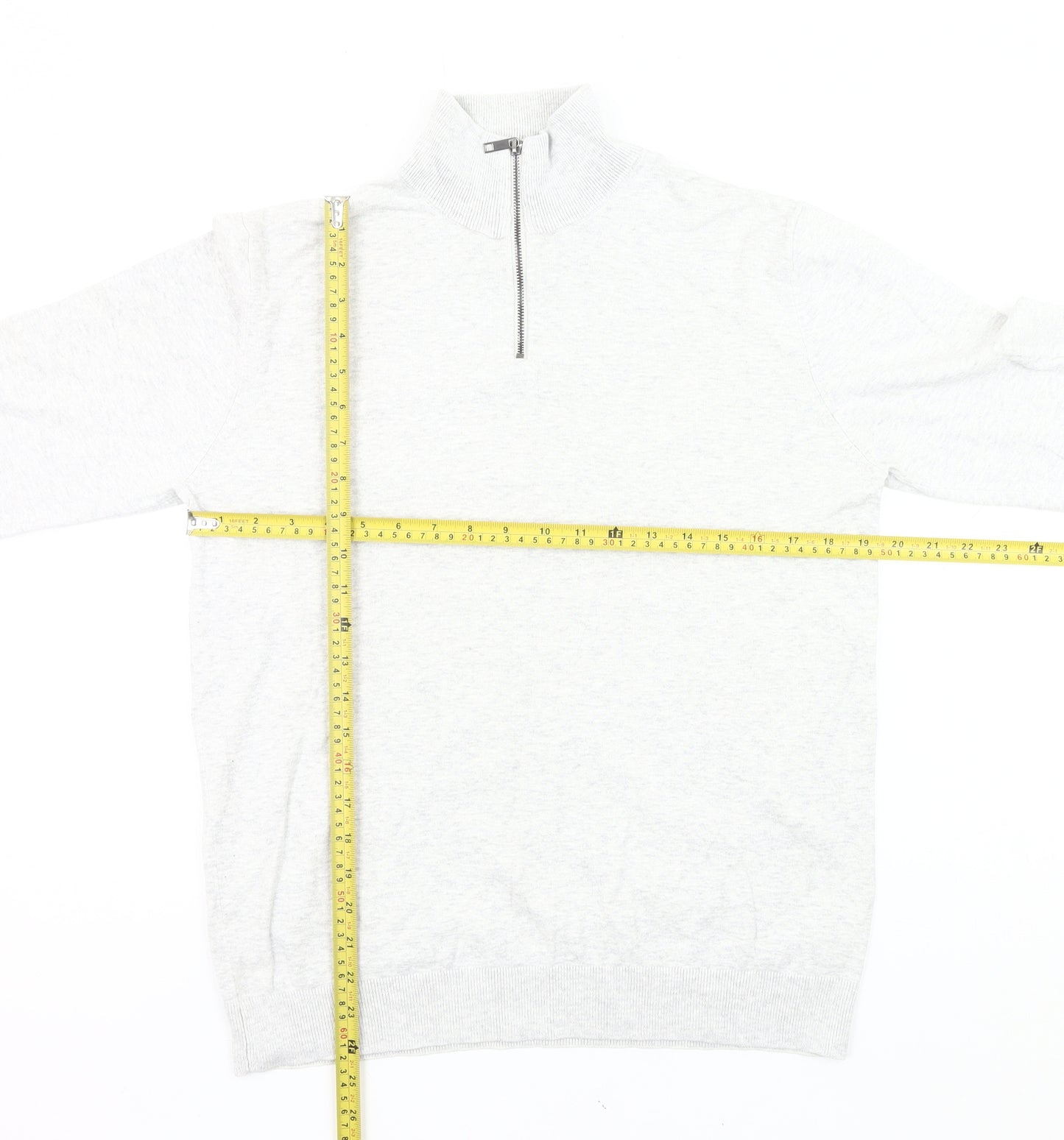 Next Men’s Grey M Cotton Nylon 1/4 Zip High Neck Jumper