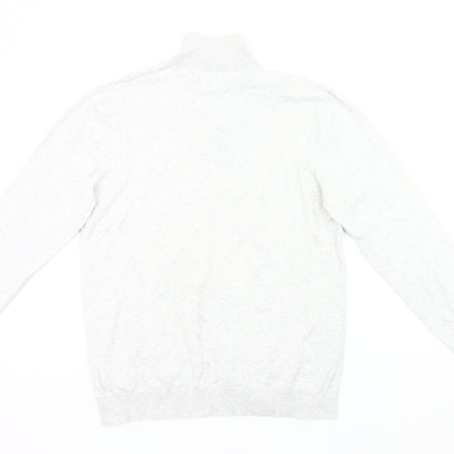 Next Men’s Grey M Cotton Nylon 1/4 Zip High Neck Jumper
