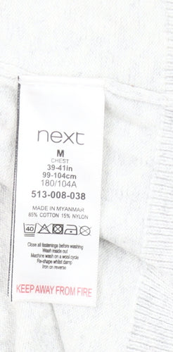 Next Men’s Grey M Cotton Nylon 1/4 Zip High Neck Jumper