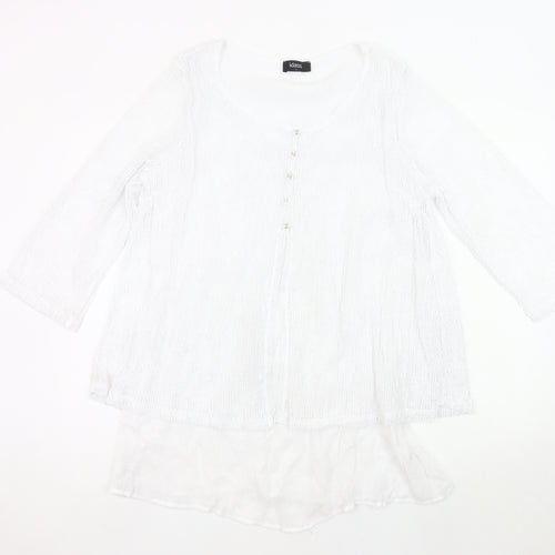 Klass Womens White Tunic Blouse L 3/4 Sleeve Lightweight Knit