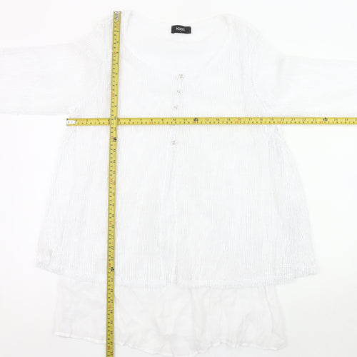 Klass Womens White Tunic Blouse L 3/4 Sleeve Lightweight Knit