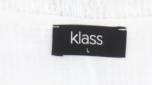 Klass Womens White Tunic Blouse L 3/4 Sleeve Lightweight Knit
