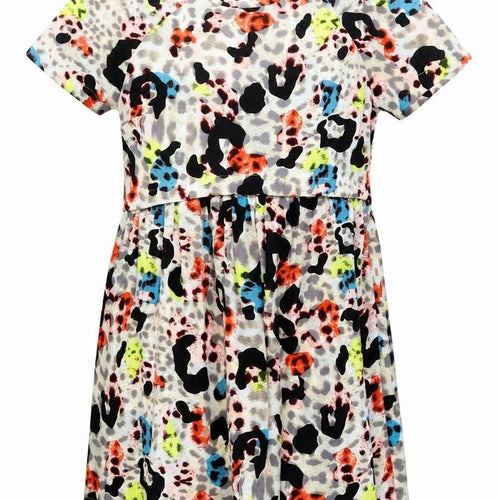 Topshop Women’s Multicolour Animal Print Shift Dress UK 10 Short Sleeve