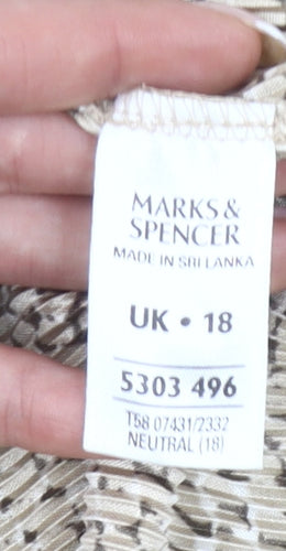 Marks and Spencer Womens Beige Geometric T-Shirt Size 18
