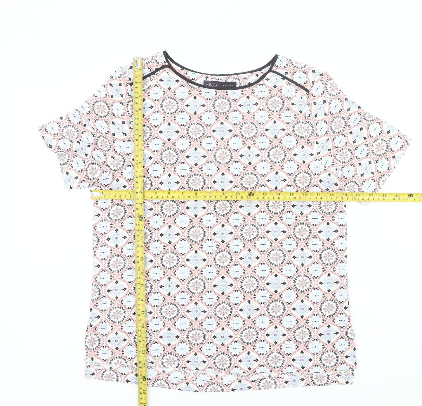 Marks and Spencer Womens Multicoloured Size 12 Geometric T-Shirt