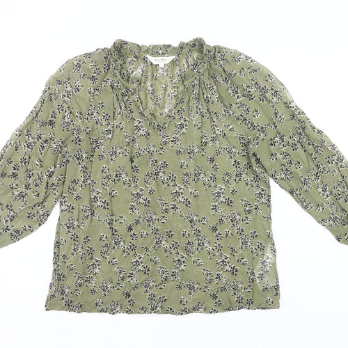 Part Two Womens Green Floral Viscose Blouse Size 6 Tunic Style