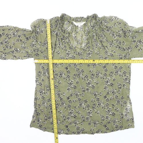 Part Two Womens Green Floral Viscose Blouse Size 6 Tunic Style