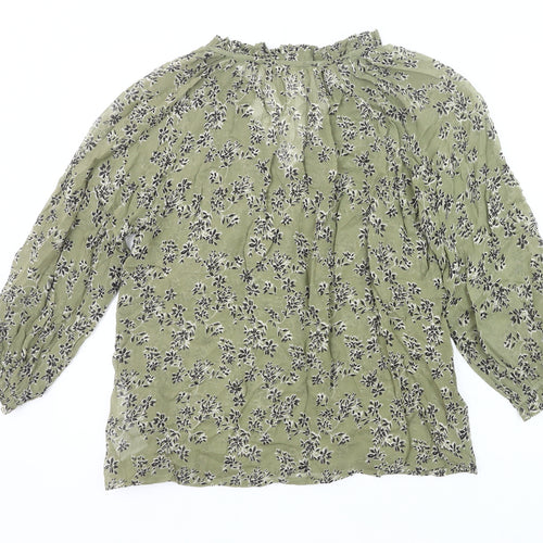 Part Two Womens Green Floral Viscose Blouse Size 6 Tunic Style
