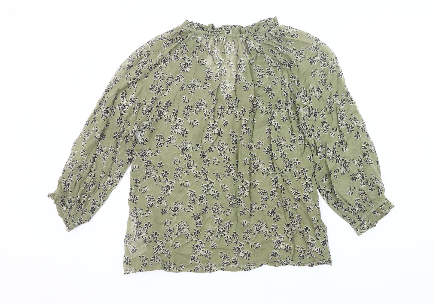 Part Two Womens Green Floral Viscose Blouse Size 6 Tunic Style