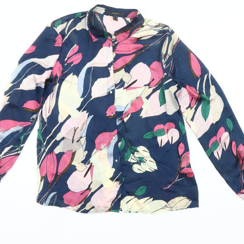 Esprit Women Multicoloured Floral Button-Up Blouse UK 12 Long Sleeve
