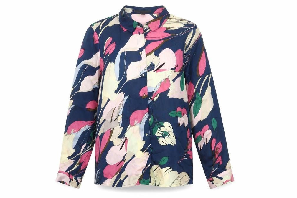 Esprit Women Multicoloured Floral Button-Up Blouse UK 12 Long Sleeve