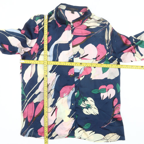 Esprit Women Multicoloured Floral Button-Up Blouse UK 12 Long Sleeve