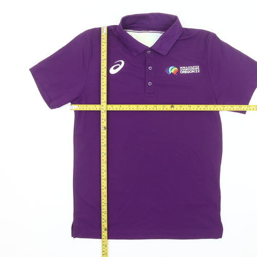 Asics Men’s Purple Polo Shirt Medium Sports Logo Oregon 22