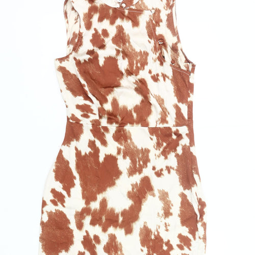 Reclaimed Vintage Women Brown Animal Print Bodycon Mini Dress UK 10