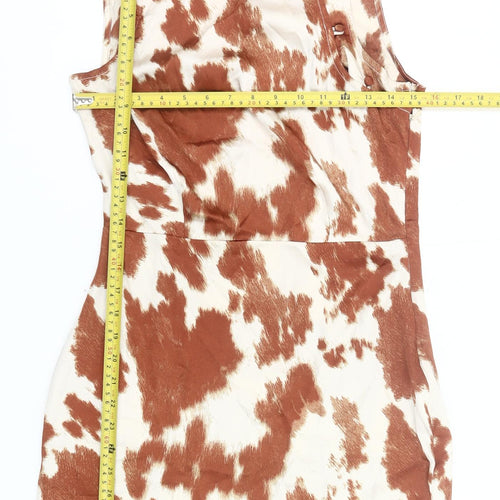 Reclaimed Vintage Women Brown Animal Print Bodycon Mini Dress UK 10