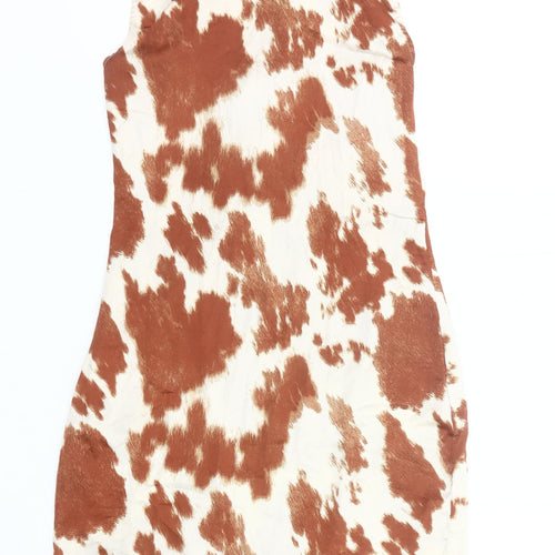 Reclaimed Vintage Women Brown Animal Print Bodycon Mini Dress UK 10