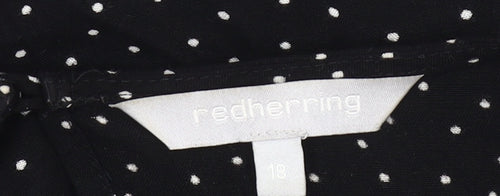 Red Herring Women’s Black Polka Dot Tunic Blouse Size 18