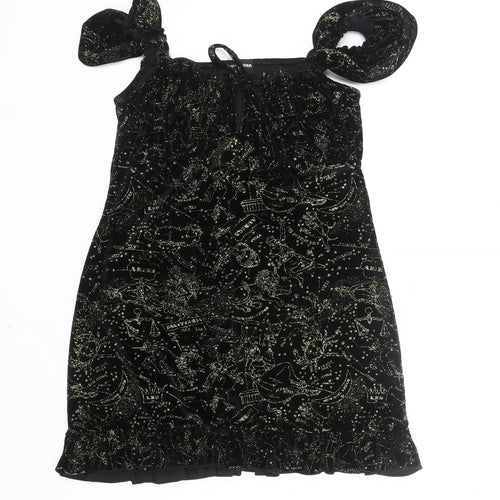 New Girl Order Women’s Black Size 12 Mini Velvet Star Print Party Dress