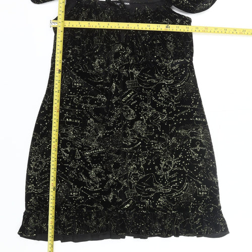 New Girl Order Women’s Black Size 12 Mini Velvet Star Print Party Dress
