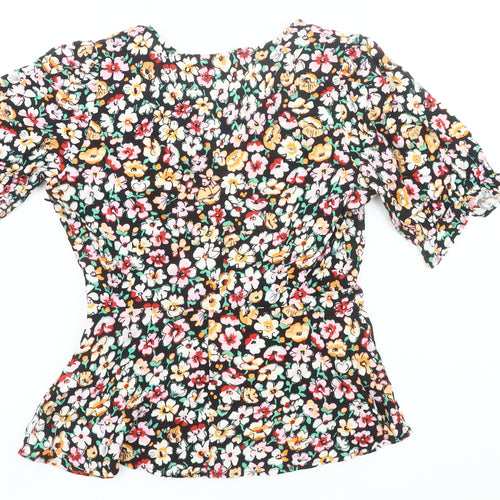 Finery Womens Multicoloured Floral Viscose Blouse Size 10 Tunic Puff Sleeve